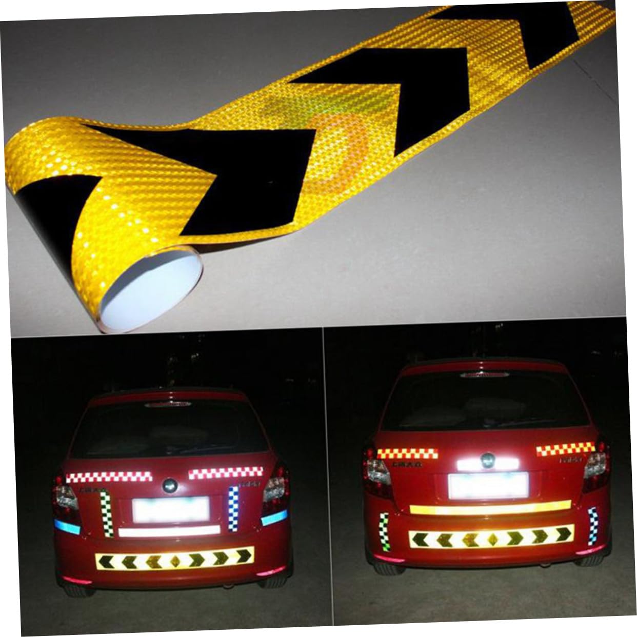 Hemobllo Cinta Reflectante de Seguridad con Flecha Fluorescente Autoadhesiva para Señalización Vial Resistente al Agua y Solventes