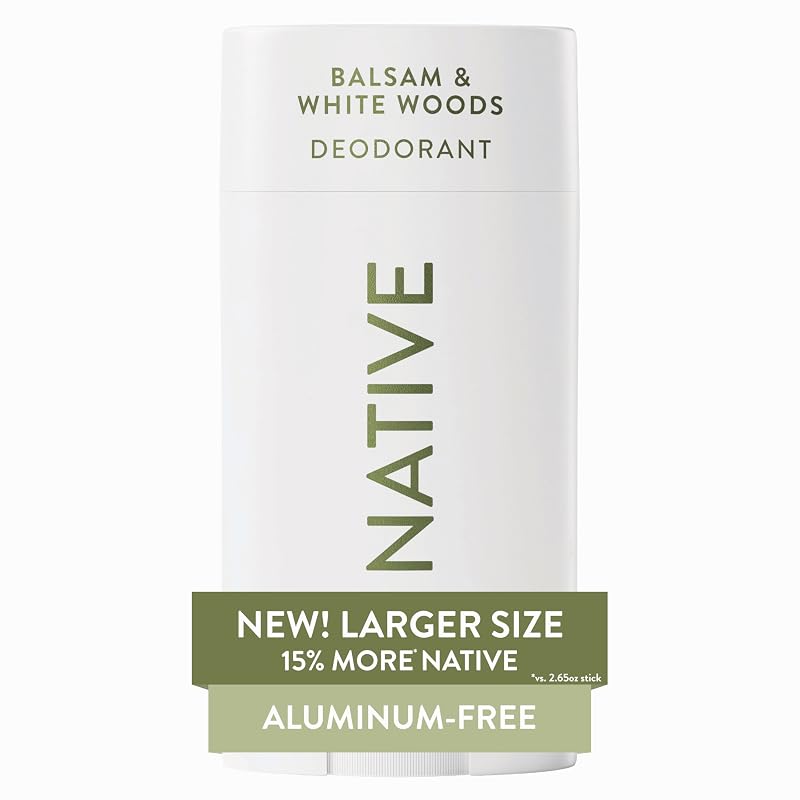 Native Desodorante sem alumínio Balsam & White Woods, bastão tamanho grande, 88 mL