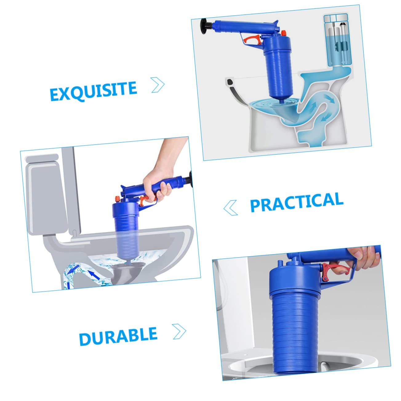 Déboucheur de Canalisations à Air Puissant, Ventouse Robuste pour Toilettes et Évier, Abs, 1 Set pour Salle de Bains Cuisine