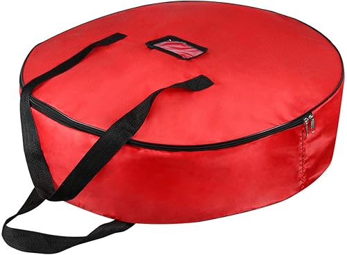 Bolsa de almacenamiento de corona de Navidad de 36 pulgadas, contenedor grande de almacenamiento de coronas de Navidad, mango ancho reforzado y