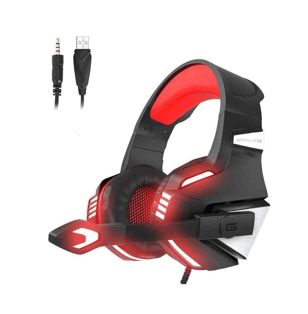 Beexcellent Gaming Headset con micrófono de cancelación de Ruido, PS4 Xbox One Auriculares 3D Juego de Sonido, Almohadillas for PC, Mac, portátil, móvil (Color : Red)
