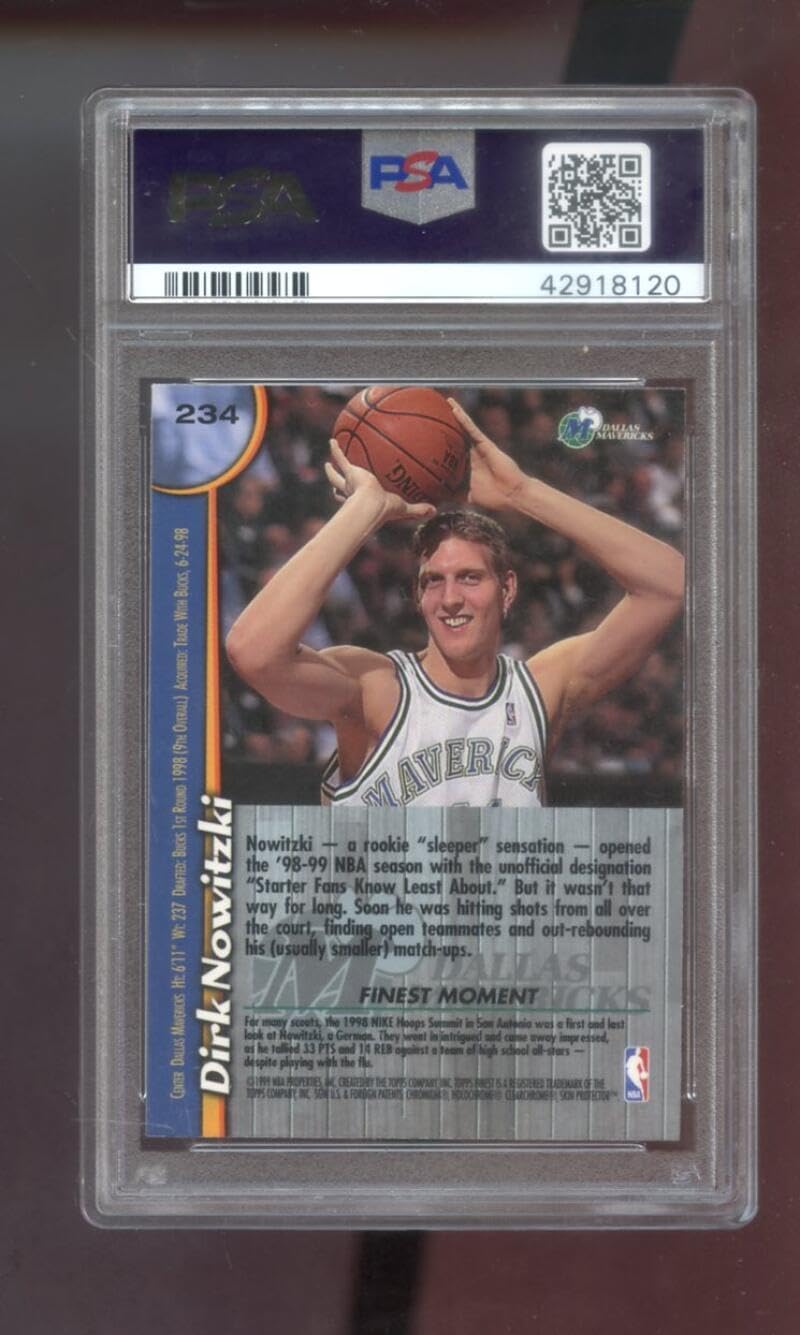1998-99 Finest #234 Dirk Nowitzki ROOKIE RC PSA 9 Graded Basketball Card NBA 98-99 Dallas Mavericks 1998-1999