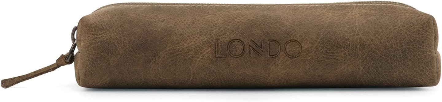 Londo Genuine Leather Zipper Pen, Pencil & Cosmetic Case