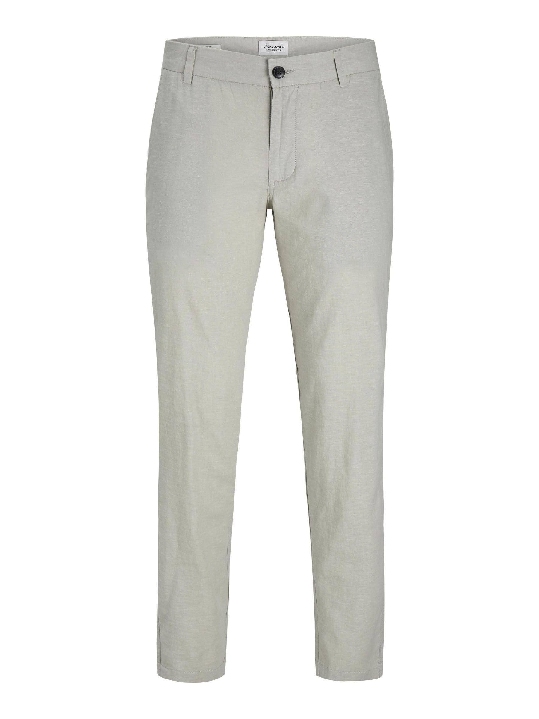 Jack & Jones Jpstace Jjsummer Linen Blend Pant Sn Pantalones de Tela para Hombre, Wrought Iron/Detail:Melange, 31W / 36L