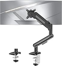 ELIVED Single Monitor Desk Mount for 13-34 inch Screens, Holds Max 12kg, Tilt Swivel Rotate, Height Adjustable Gas Spring Monitors Arm, VESA 75&100mm, C-clamp & Grommet Base, Silver Gray EV3235B-G