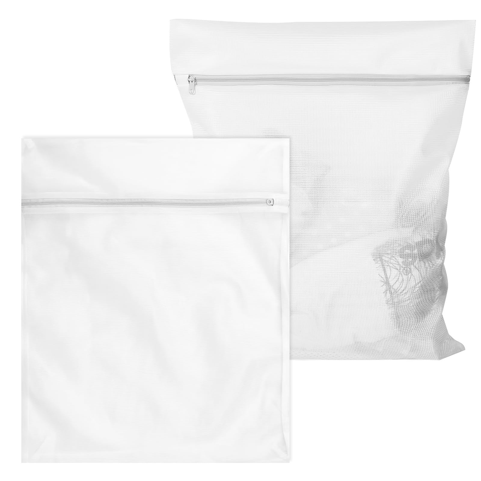 2PCS Large Mesh Laundry Bag with Zips, Mesh Laundry Bags, Delicates Wash Bags, Washing Machine Meshes Laundries Bag, Large Fine Laundries sack, for Delicates Blouse, Hosiery, Underwear, Baby Clothes