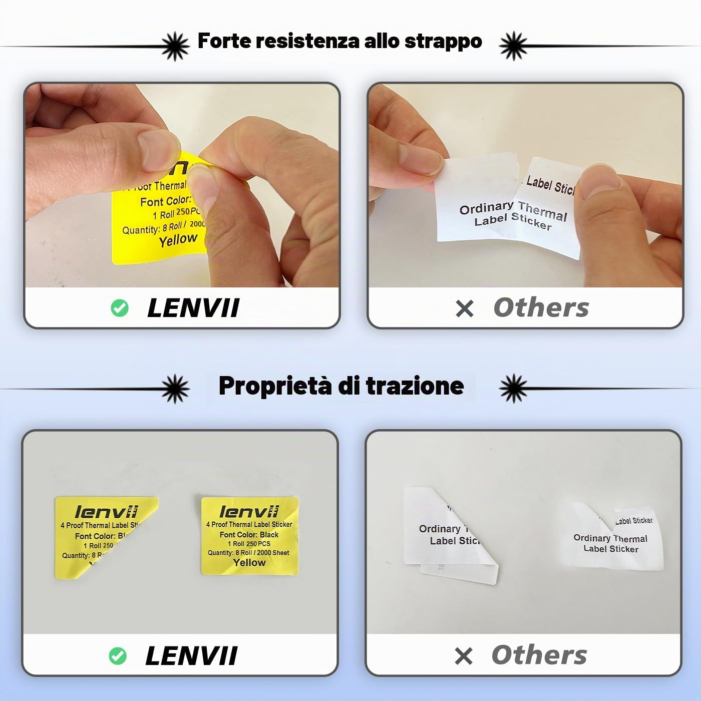 LENVII 40x30mm Giallo Etichette Termiche,2000 Fogli, per Stampanti Termiche | 8 Rotoli × 250 Pezzi, Resistenti a Strappi, Acqua,Olio,Graffi Etichette Adesive Multiuso per casa, Stampa nitida e scrivibile