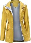 Femmes Raincoat brise-vent imperméable Léger Ligné Veste de pluie à capuche