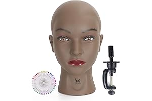 Bald Female Mannequin Head for Wigs: Professional Cosmetology Training Head with Clamp Stand