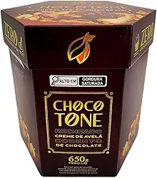 Chocotone Recheado de Avelã com Cobertura Chocolate Zero Açúcar Selecto Cacau 650g Fabricação Artesanal