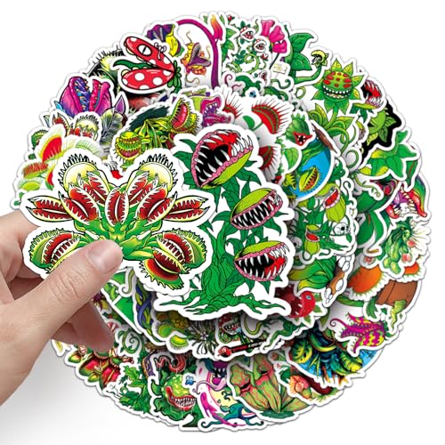 Playful Carnivorous Plant Vinyl Stickers, 50 PCS Venus Flytrap & Nepenthes Decals for Laptops Scrapbooking, Journals - Image 4