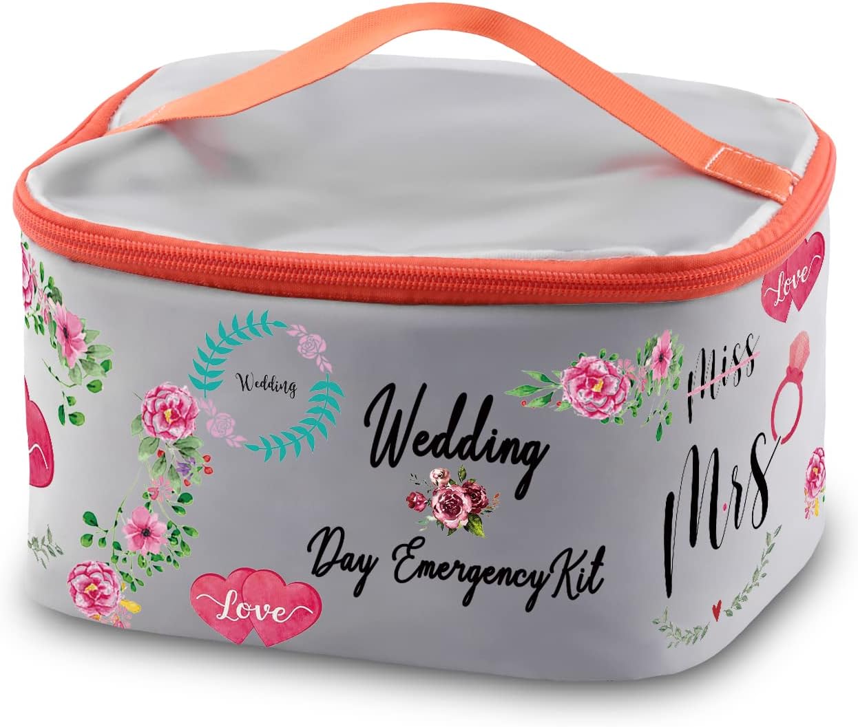 PXTIDY Wedding Day Emergency Kit Bride Wedding Day Emergency Kit Makeup Case Organizer Miss to Mrs Cosmetic Bag Bridal Shower Toiletry Pouch Bride to Be Engagement Gift (-LT)