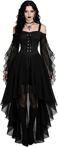Women’s Halloween Medieval Vampire Dress with Butterfly Sleeves