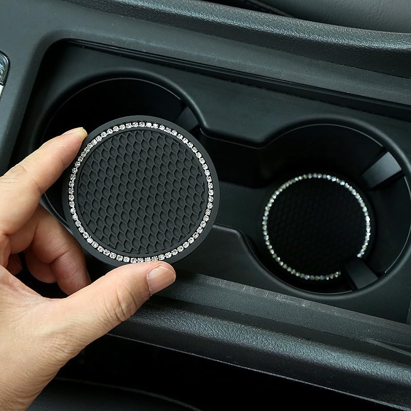 4 Sottobicchieri Auto In Silicone Con Strisc, Universali, Diametro 7 Cm, Proteggi Il Portabicchiere (Grigio)