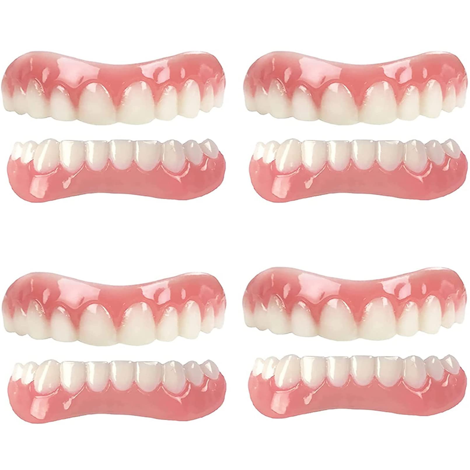 Protesi Dentale Naturale Gel di Silice Faccette Dentali Inferiore e Superiore Cosmetici Denti Ripara Istantaneamente i Denti e Sorridi per Uomini e Donne,4 Pairs