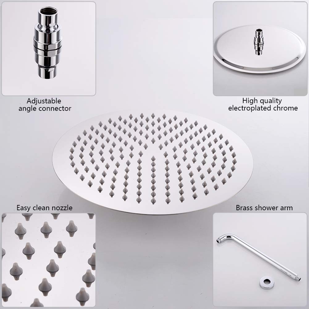 Starbath Round Shower System, 12 Inch Wall Mounted Shower Faucet Set for Bathroom with Rain