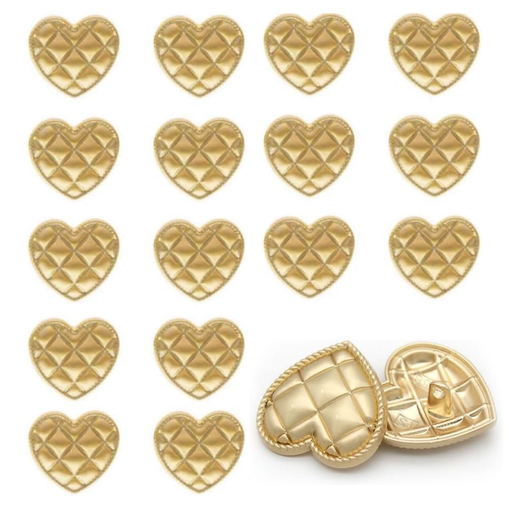 TERRIFI Retro Metal Shank Buttons, 20 Pcs Suit Coat Buttons Decorative Fastener Sewing Accessories, for Blazer, Suits, Sport Coat, Uniform (20mm, Gold Heart)