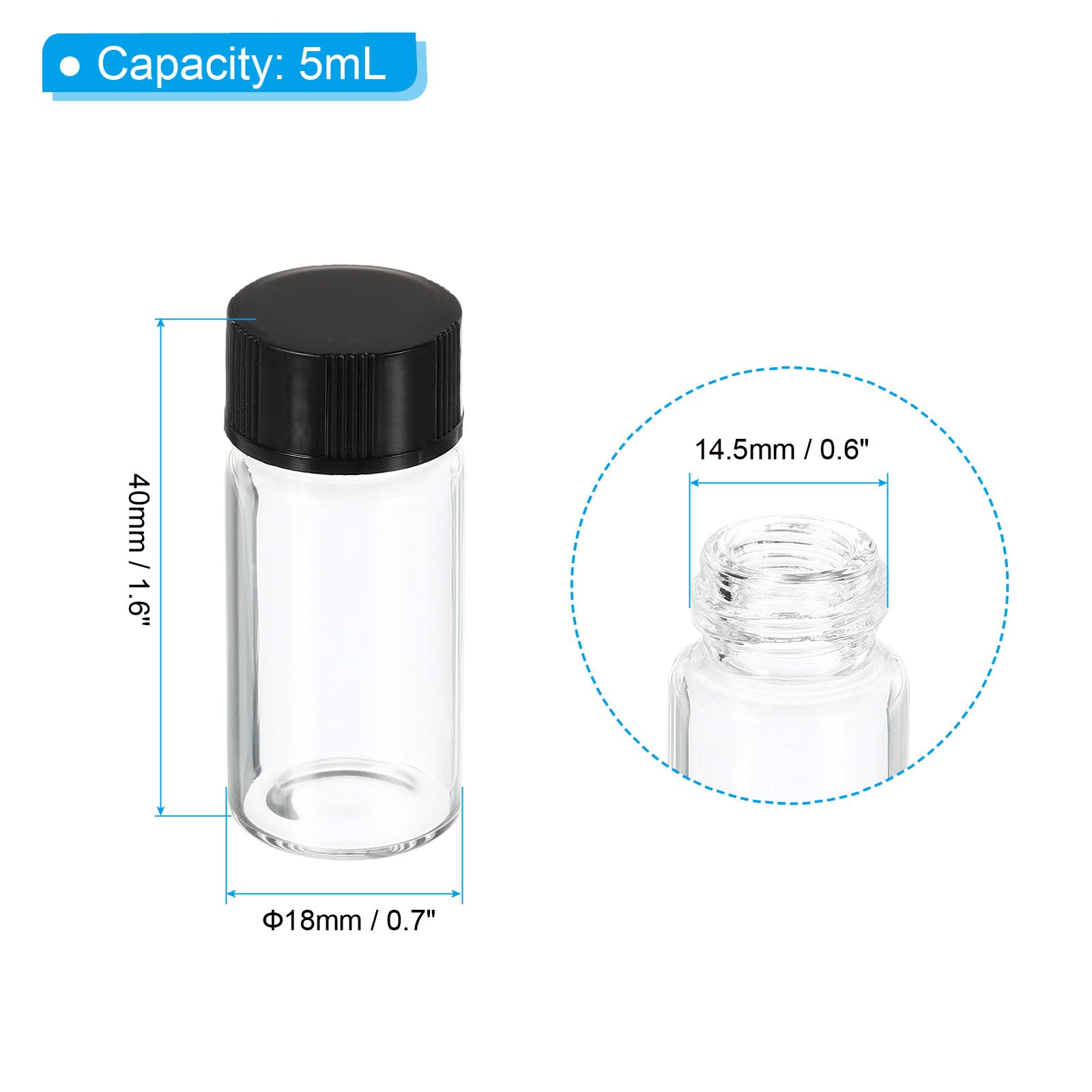 Amazon.co.jp: PATIKIL 5mL 試剤メディアボトル 24個 丸型 ガラス保存