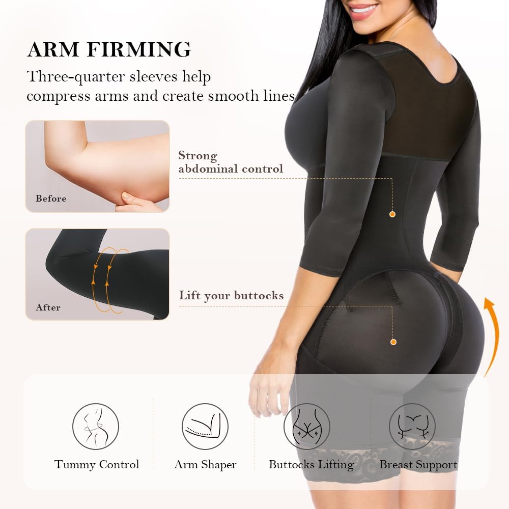 YIANNA Fajas Colombianas Moldeadoras Postpartum Shapewear for Women Tummy Control Arm Compression Butt Lifter Body Shaper - Image 5