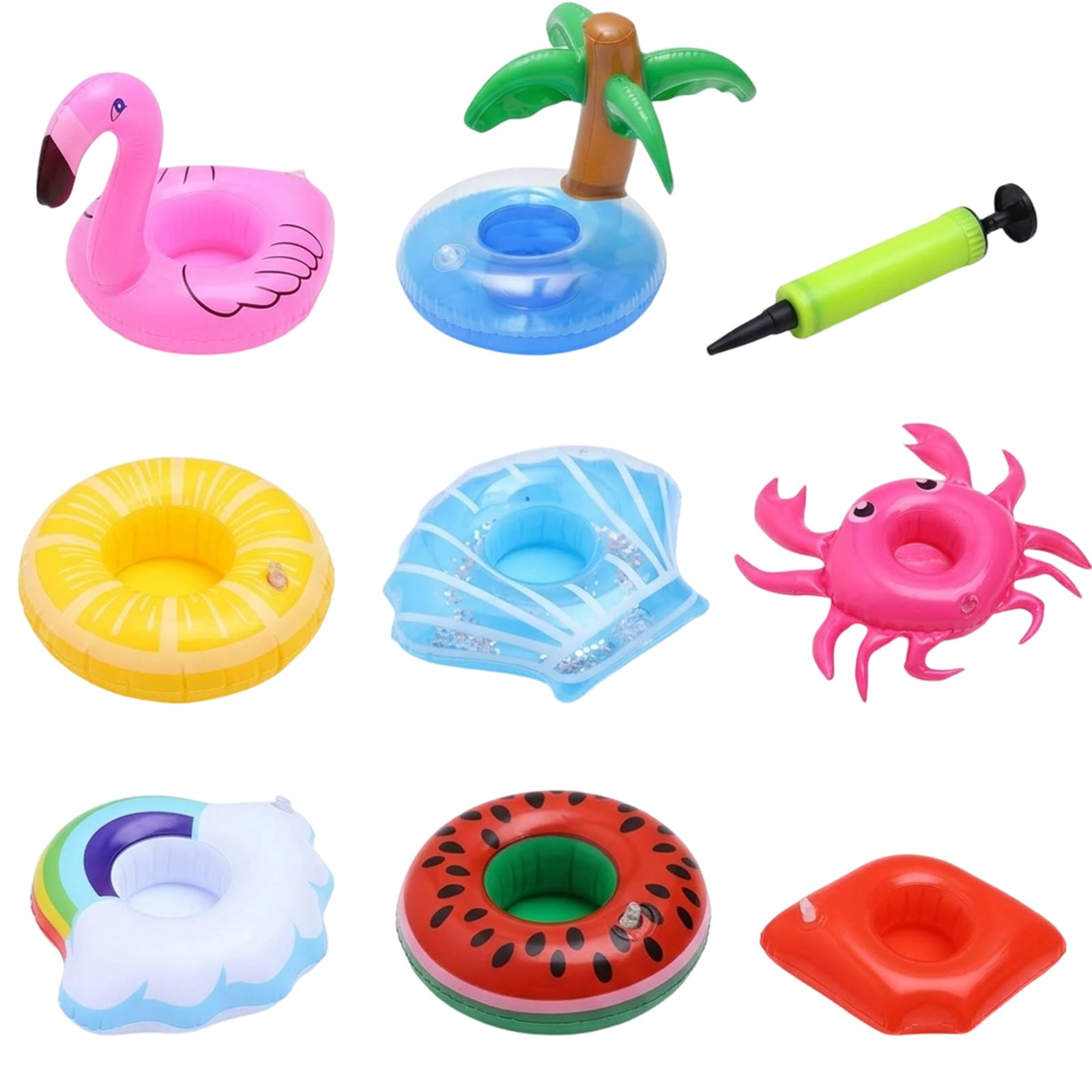 8 Pcs Inflatable Cup Holder Set, inflatable drinks holder, Pool Toys, Pool Party Decorations with Pump, Suitable for Adult Gatherings and Outdoor Events