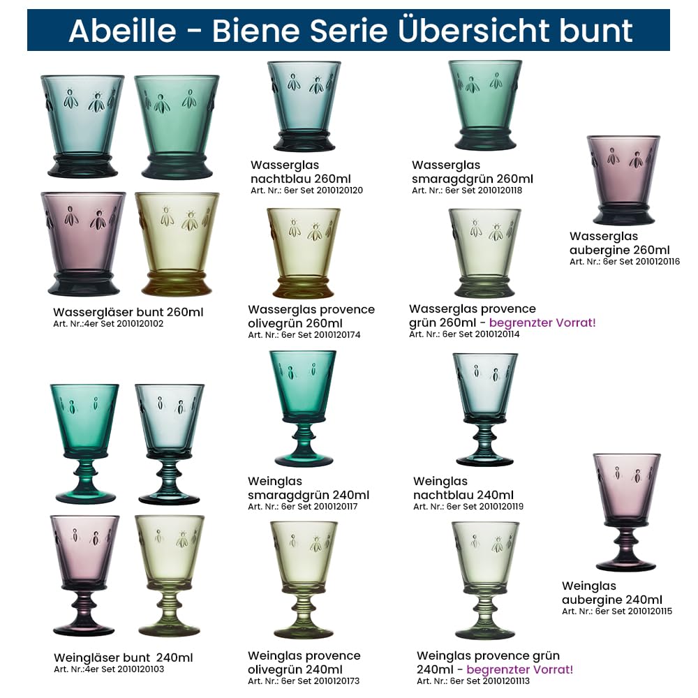 La Rochère Weinglas Biene Smaragdgrün, 240 ml - 6 Stück
