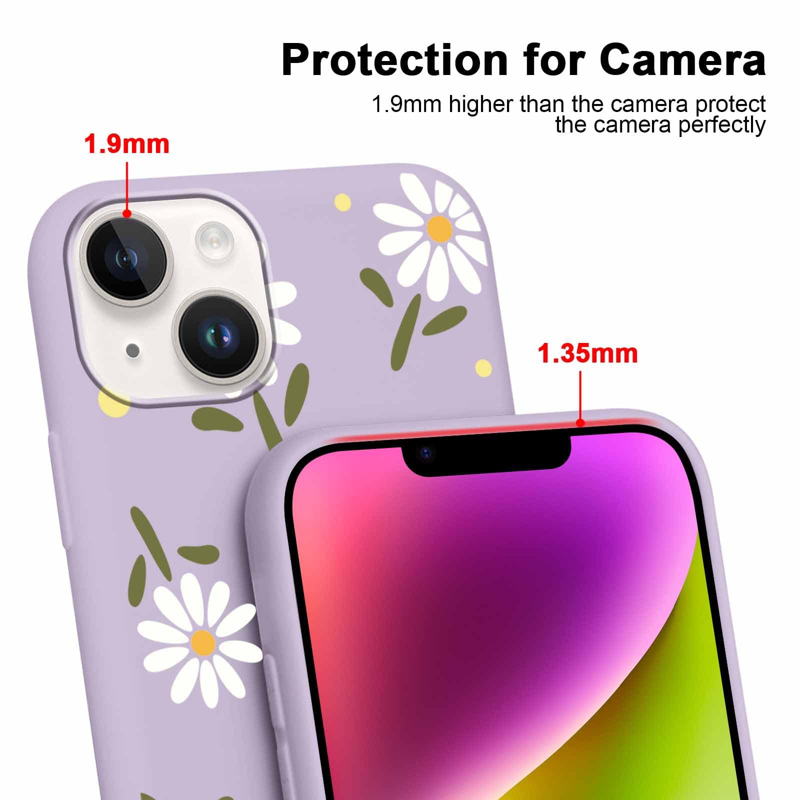 Yoedge 2 Pack Cute Flowers Print Suitable for iPhone 15 6.1" Phone Case, Floral Daisy Aesthetic Pattern Shell Soft Silicone TPU Shock-Absorbing Smile Cover for Women and Girls — view 4