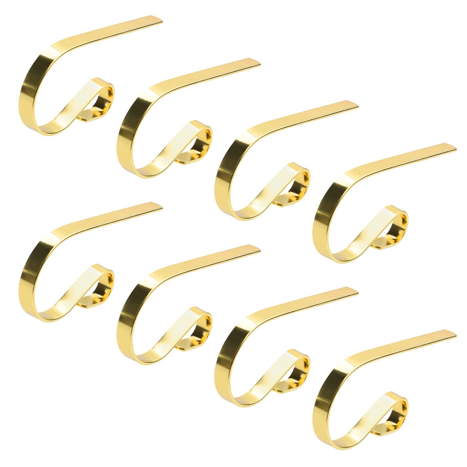 NQEUEPN 8pcs Christmas Stocking Holders, Christmas Fireplace Hooks Stocking Holders for Mantle Christmas Decorations Stocking Hangers Clips for Xmas Party Decor (Gold)