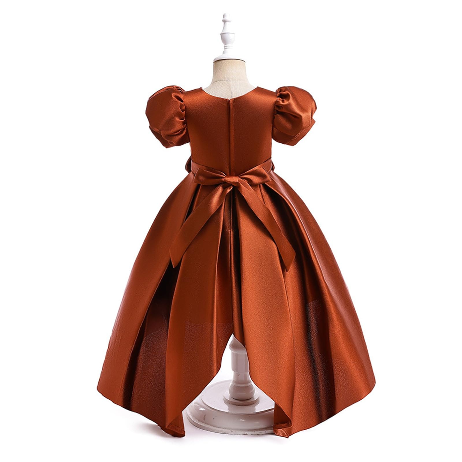 Vestito Bambina Babbo Natale, Abito da Sposa per Bambina, Natalizio, a Maniche Corte, con Fiocco in Tinta Unita, Ricamo, Pizzo, Volant, Abito da