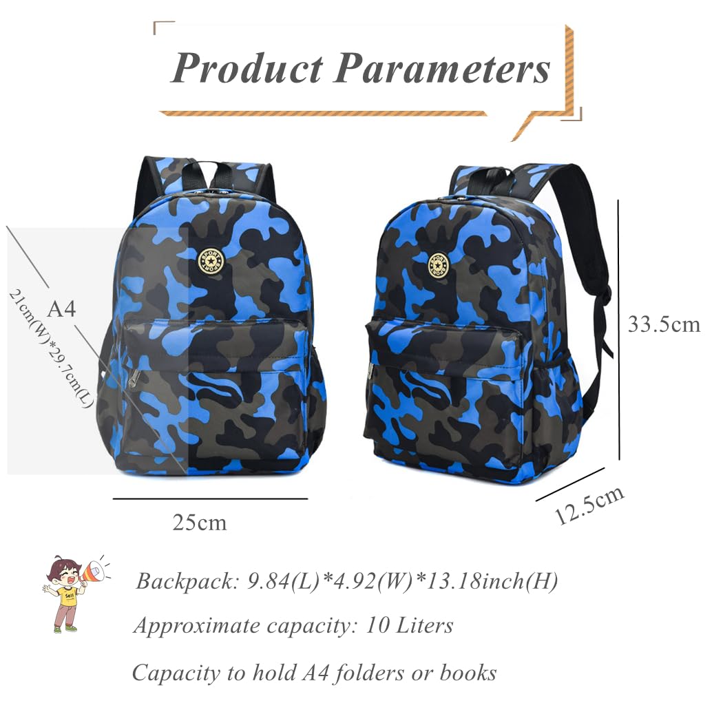 Camo Prints Toddler Kids Boys Backpacks, Camouflage Preschool Kindergarten Bookbags Back Packs Daycare Bags