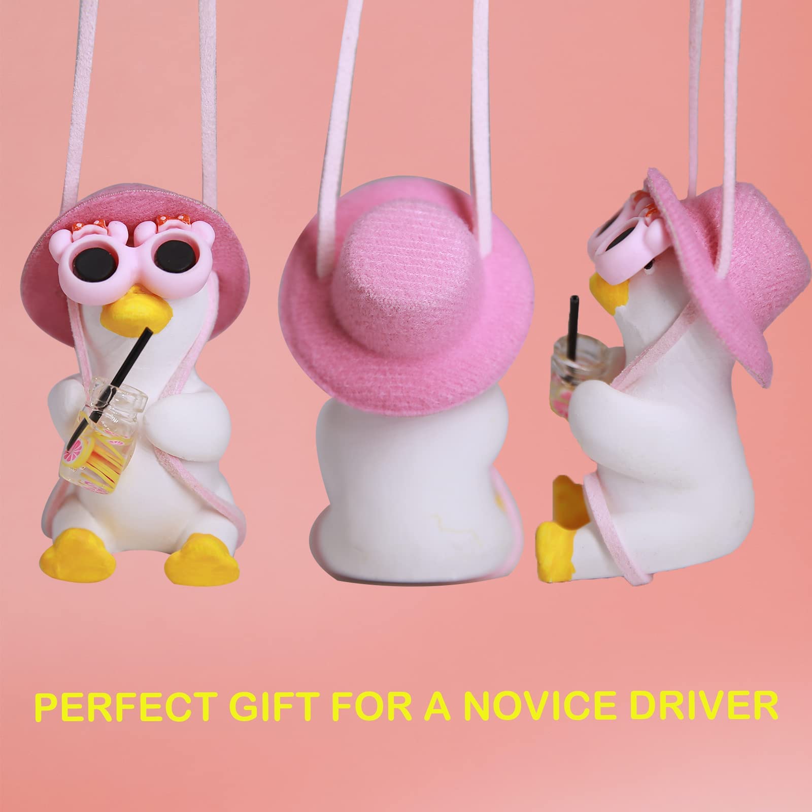 Accesorios colgantes para espejo retrovisor de pato oscilante, adorno colgante para coche, espejo retrovisor interior, adornos para decoración de manualidades, muñeca para cumpleaños
