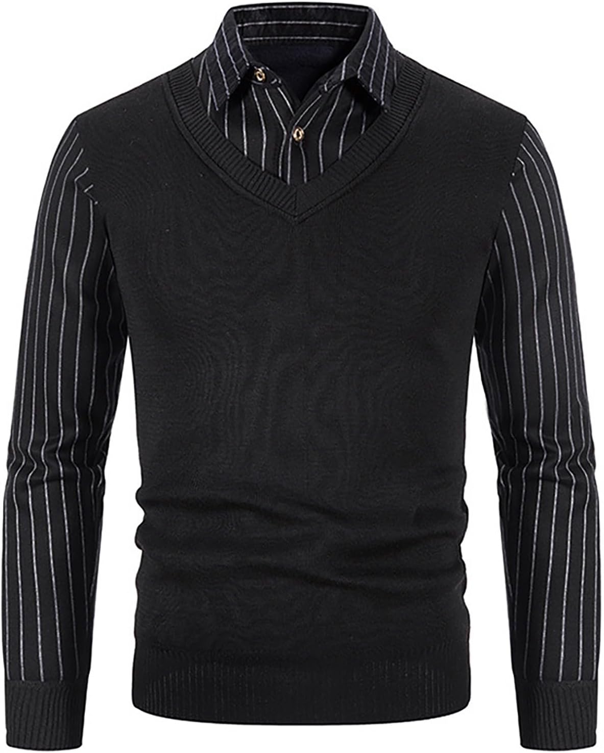 Mens Mock Shirt Jumper - Men'S Pullover With Shirt Collar 2 In 1 Jumper  Shirt Collar Knitted Cardigan For Men Mens Knitted Cardigan V-Neck Mock  Shirts Winter Jumper Knitted Jumper Long Sleeve