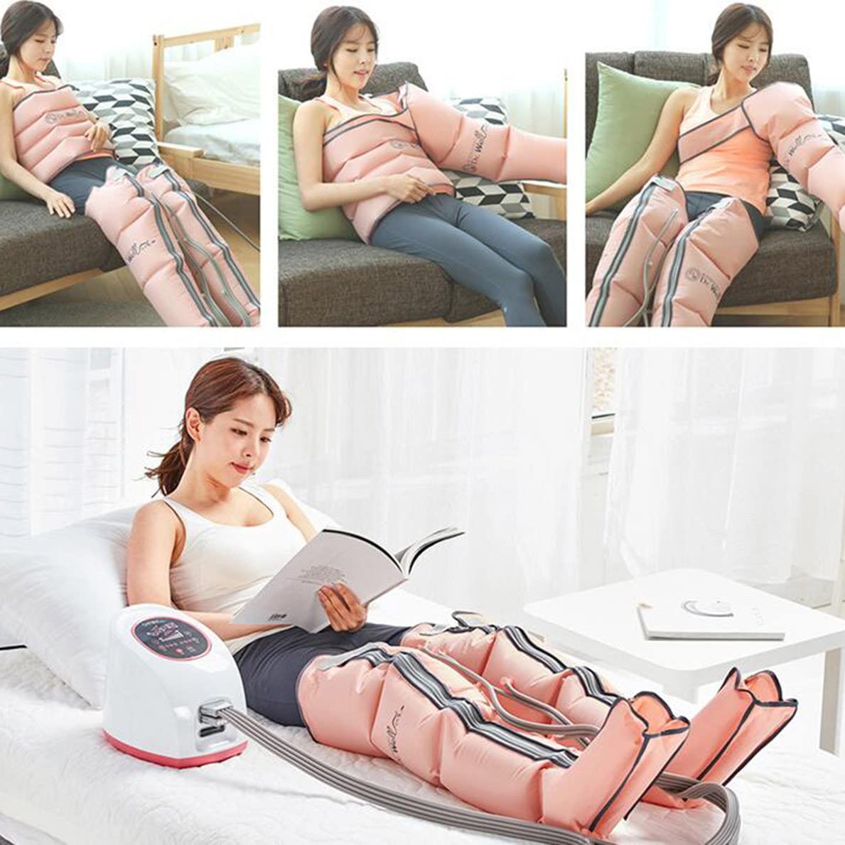 Massaggio a Compressione d'Aria per Le Gambe Dispositivo per Massaggio a Pressione Stivali Massaggio Rilassante per Braccia Pancia Polpacci Gambe e Piedi, Migliora la circolazione sanguigna