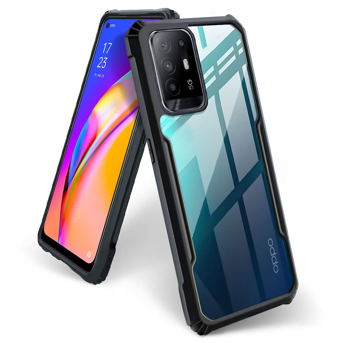 BASECASE Shock Proof Crystal Clear Back Case Mobile Cover for Oppo F19 Pro Plus (Hard | Hybrid PC + TPU | Full Armour Device & Camera Protection | Jet Black) (B091TDBW4G) Amazon Price History, Amazon Price Tracker