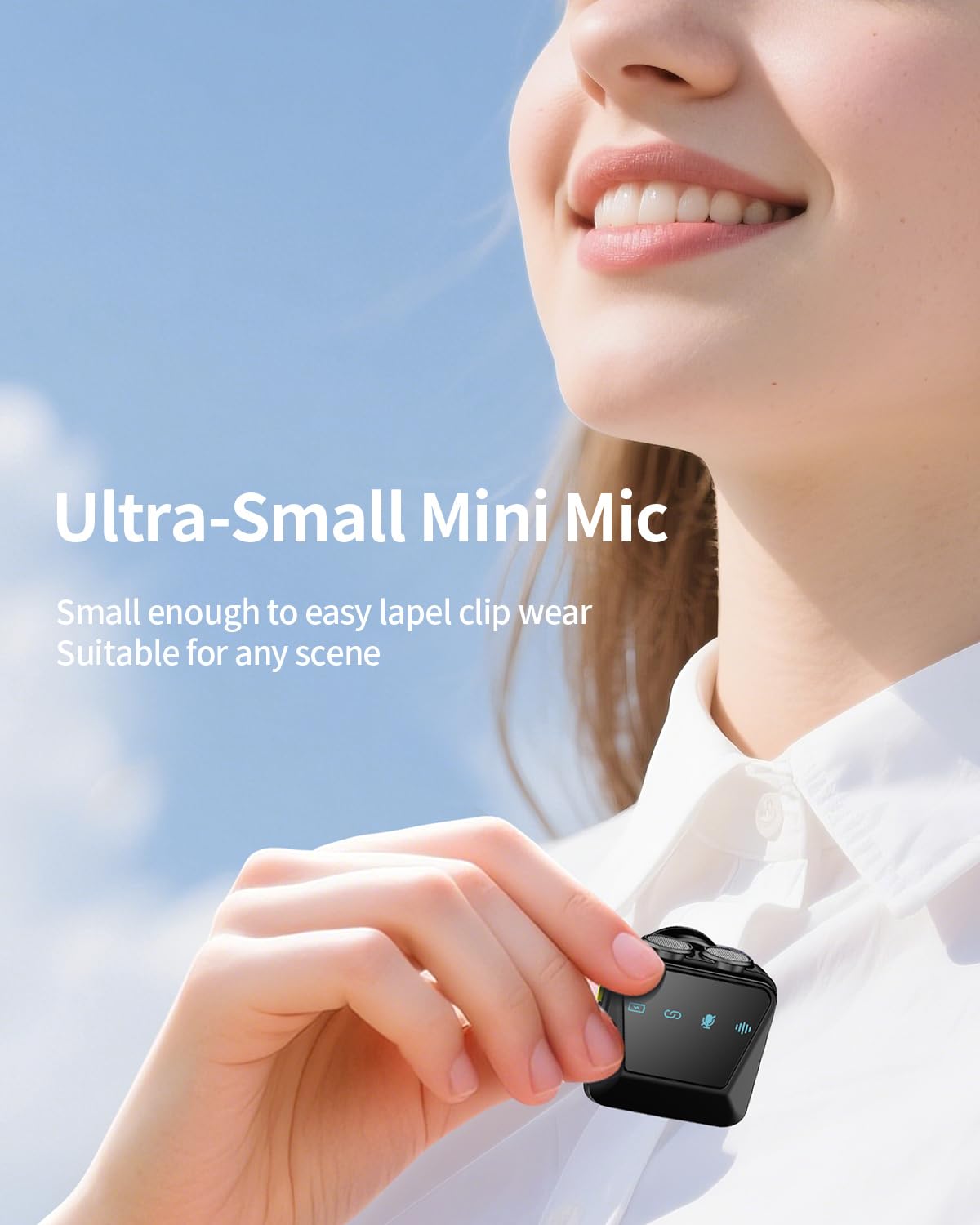 Micrófono Inalambrico Solapa para Teléfono iPhone/Android, Microfone Lapela con Reducción de Ruido para grabación de vídeo, Streaming, Vlogging, Youtube, Tiktok