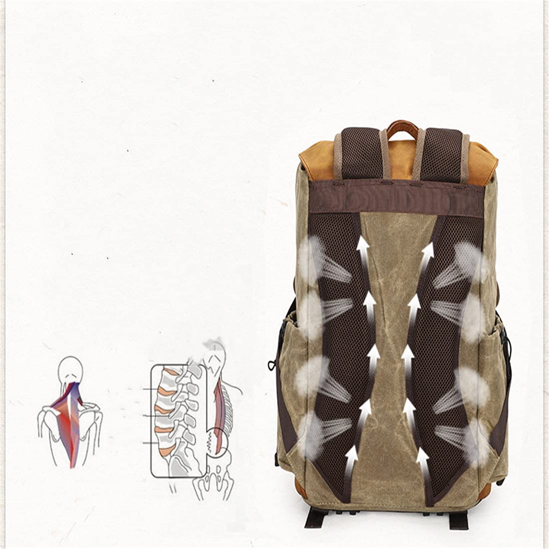 Borsa per Fotocamera, Custodia per Fotocamera DSLR Borsa per Fotocamera Resistente all'Acqua con Portafoglio E Compartimento per Laptop Compatibile, per Uomini E Donne,Cachi