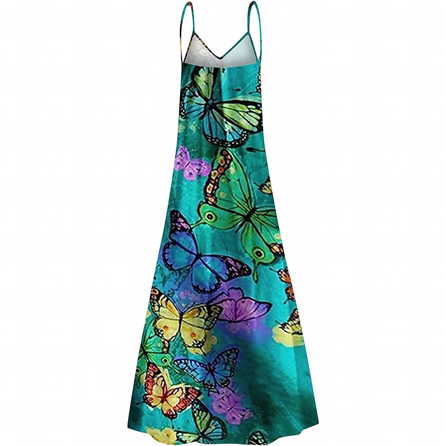 Tirantes de Pasta para Mujeres Flores Vestidos Largos de Verano Vestidos de Vacaciones Sexy de Cuello V Vestidos de Moda de Playa Tirantes Vestidos de Sol, WFFUO, d, m