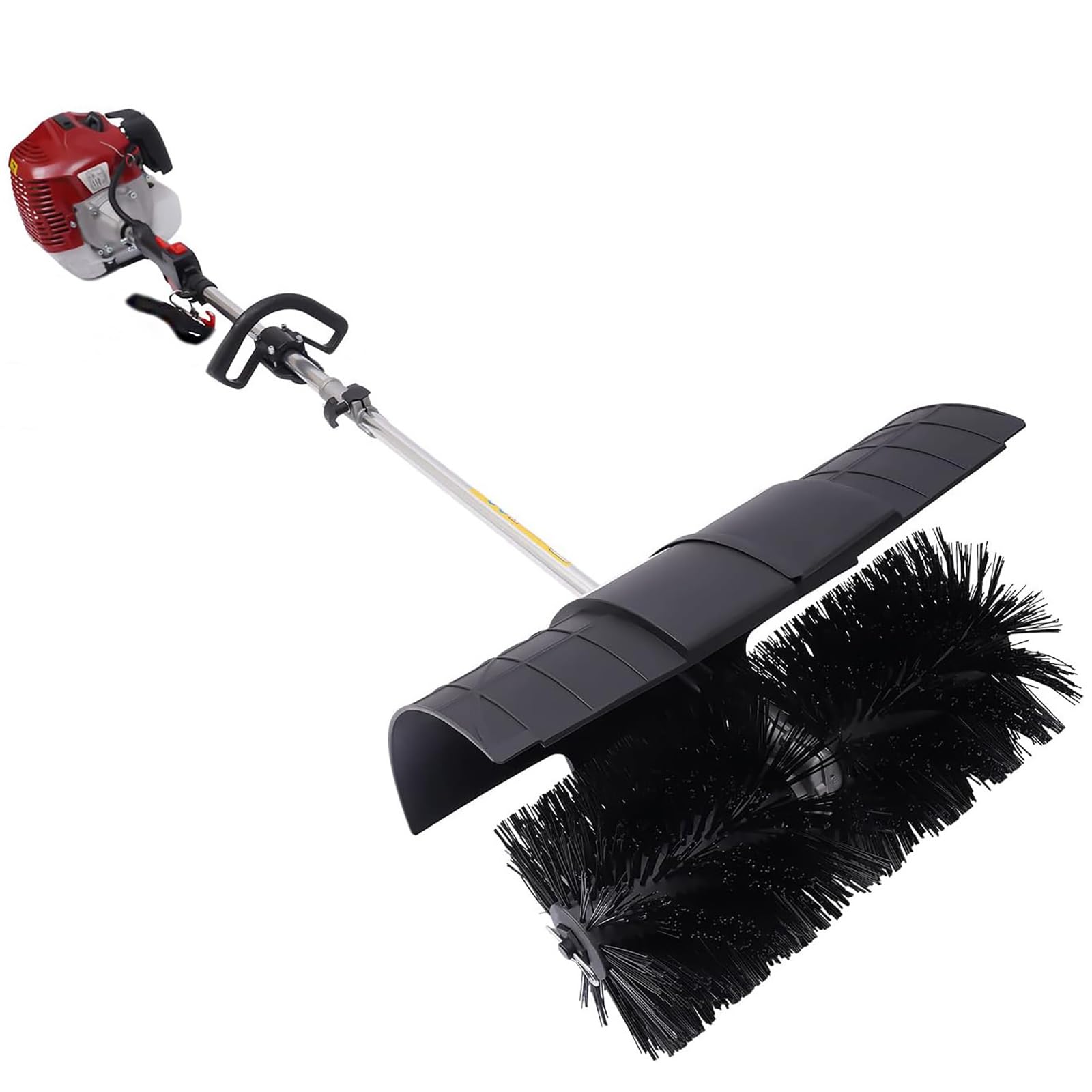 Wsexyy 52cc Petrol Power Broom, 2-Stroke Lawn Sweeper with 33.8oz Fuel Tank, Gas Powered Broom Engine Broom Cleaner Tools for Sweeping Boulevards Driveways Sidewalks
