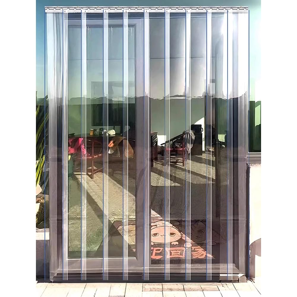 Rideau À Bandes En PVC Transparent - 1,6 mm, Commercial Industriel Rideaux Pour Congélateurs Lamelles Pour Magasins, Usines, Garages, Sur Mesure(300x280cm)
