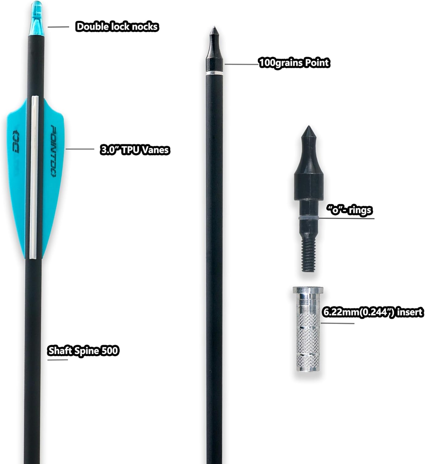 28"/30"/32inch Carbon Arrow Practice Hunting Arrows with Removable Tips for Compound & Recurve Bow(Pack of 12)
