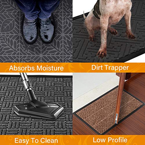 Mibao Welcome Front Door Mat, Outdoor Mats For Home Entrance Rubber Backed Rugs Non-Slip Shoe Mat, Low Profile Indoor Outdoor Door Mats Entry Mat, 24"X36", Gray #TOP4