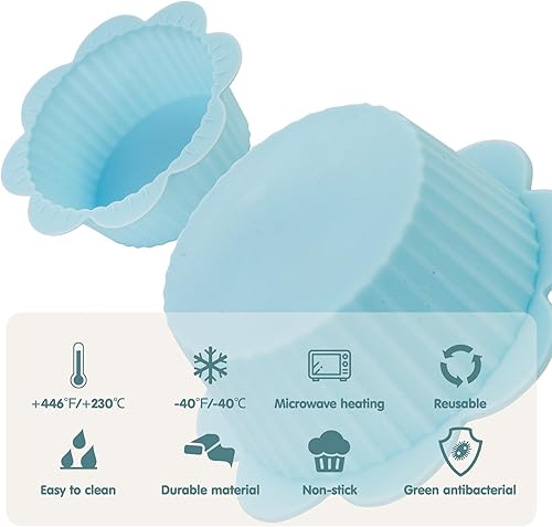 Miniatura 4 de Zoofen 24 forros de silicona reutilizables para magdalenas, moldes para cupcakes para bodas, cumpleaños, fiestas (forma de flor D)