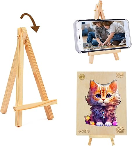 Miniatura 3 de Rompecabezas de madera, con forma de gato linda, 190 piezas de 11 x 8.7 pulgadas. Rompecabezas ecológico con forma de animal único, regalo de