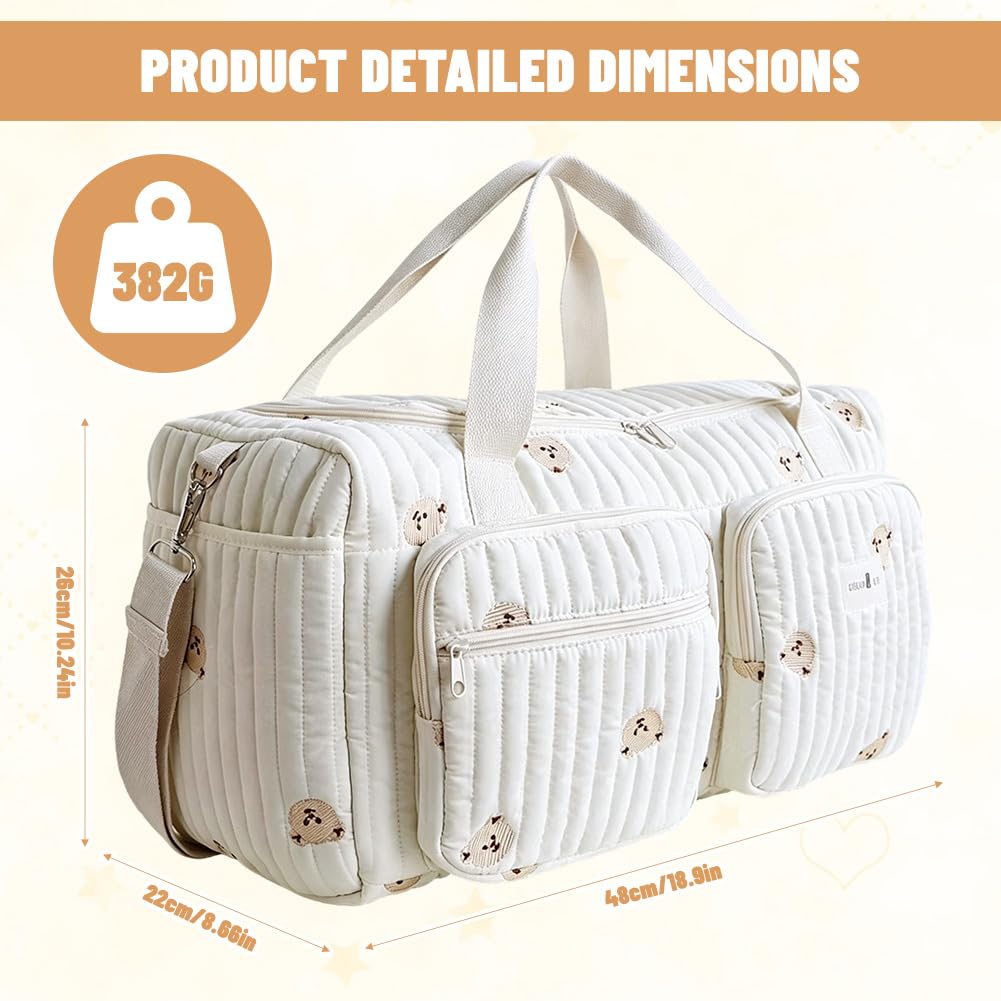 Borsa fasciatoio versatile, 48 × 22 × 26 cm, leggera e imbottita, in cotone, borsa da viaggio, borsa per neonati e borsa premaman per gravidanza, cura del bambino, weekend
