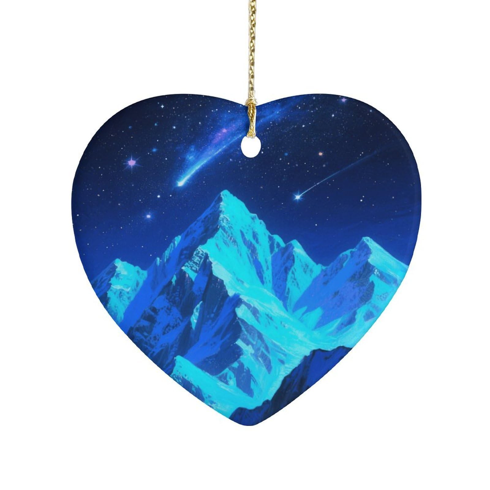 Fekiloot Style Mountains And Star River Ceramic Ornament Home Decor Keepsake