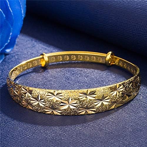 3pcs 18k Yellow Gold Plated Classical Diamond Cut Adjustable Bangle Set Bracelet for Women4