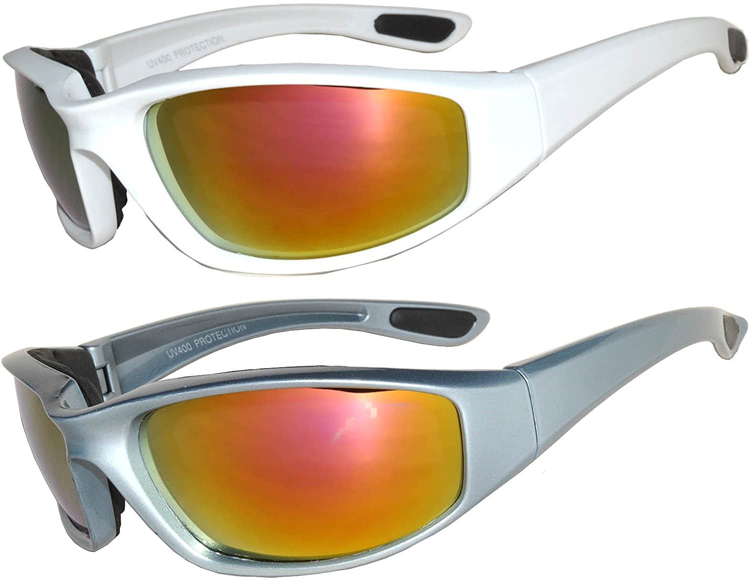 OWL Motorcycle Riding Sport Sunglasses Assorted Color Multipacks, Unisex Foam Padded Wind Blocking Glasses UV400 Protection