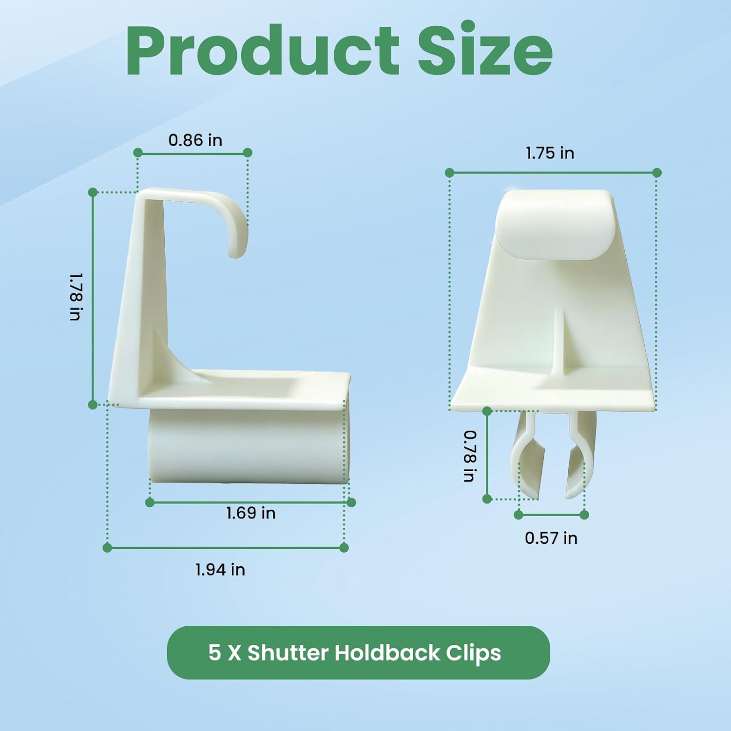 5-Pack HV Shutter Holdback Clips, Hurricane Storm for Accordion Shutters Hardware Window Locking Clip, Accordion Hurricane Window Clips for 1/2" Accordion Shutter Track