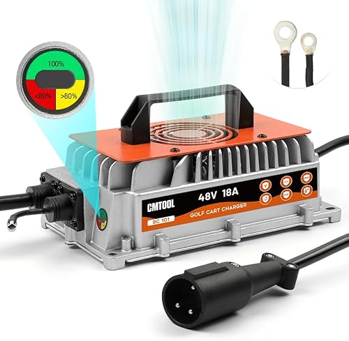 CMTOOL Cargador de carrito de golf 48 voltios Club Car 18 AMP 48 voltios carrito de golf Cargador de batería 1250 W Cargador de coche de club