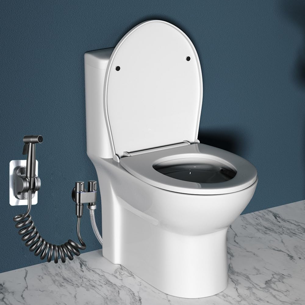 Douchette WC Kit pour Toilettes avec Tuyau Flexible et Support Douchette à Main 1 en 2 Sorties à Double Pulvérisateur Bidet Toilette Inoxydable Rincer le Pistolet à Peinture Bain