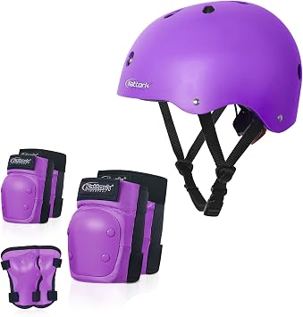MammyGol Girls Bike Helmet Kids Skateboard Helmets Adjustable Knee Pads Elbow Pads Wrist Guards Set 6 in 1 Protection Gear